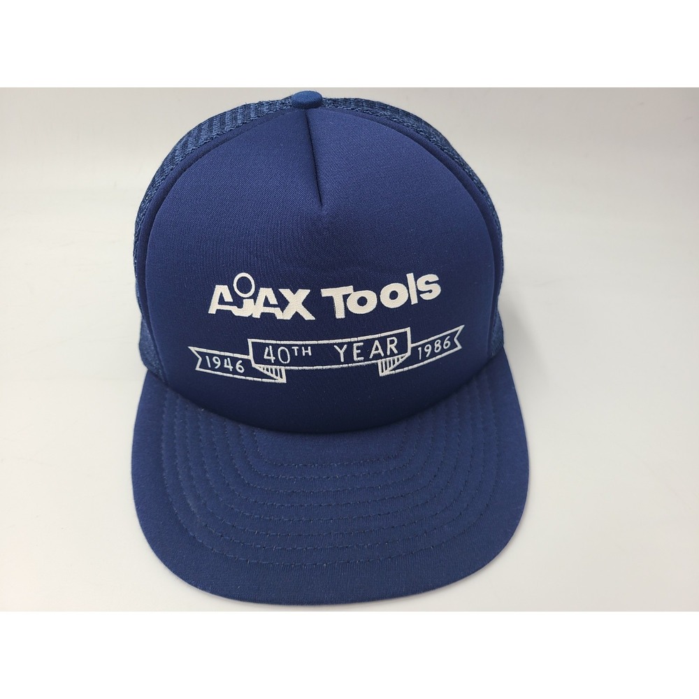 Vintage Ajax Tools 40th Year Anniversary Mesh Trucker Snapback Hat Cap Men Blue